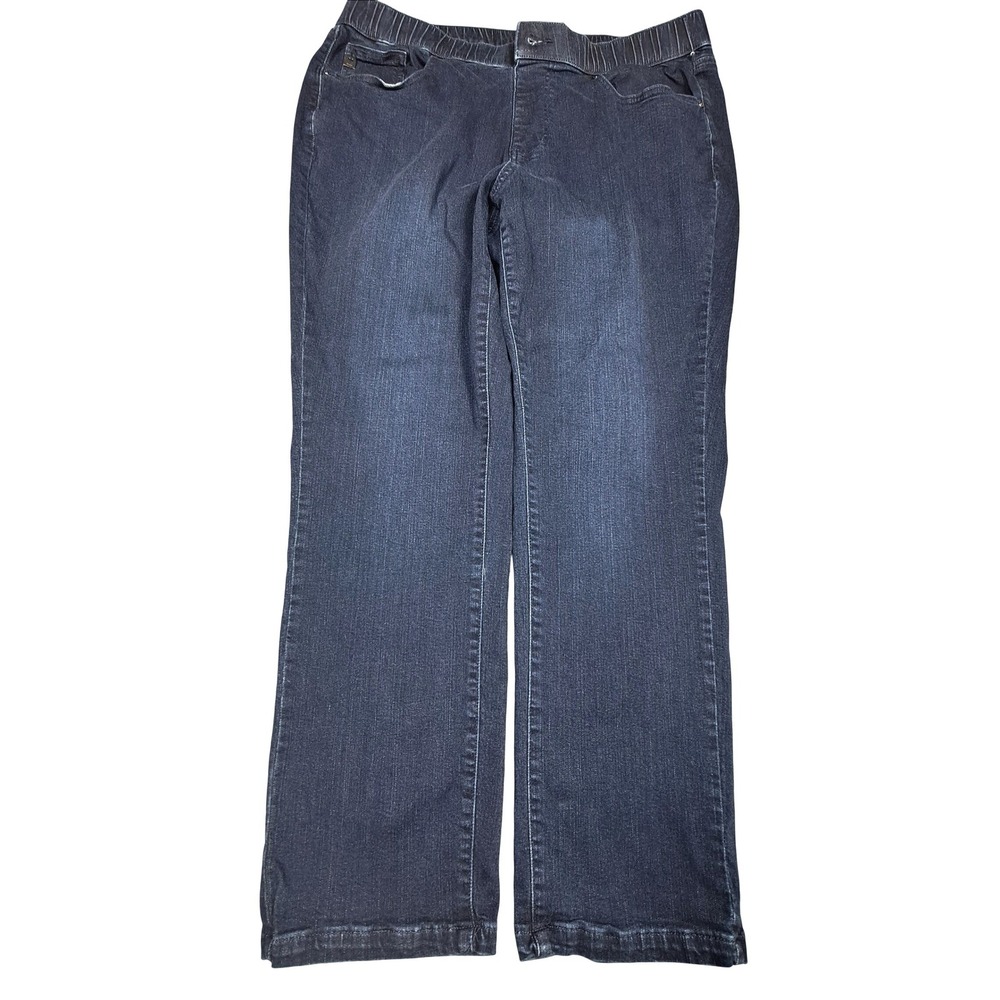 Belle by Kim Gravel TripleLuxe Pull On Jeans Dark Wash Straight Leg 16P A555480